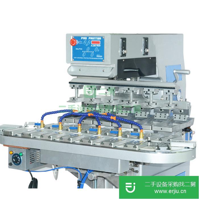 移印機二手九成新忠科牌100*150曲面 自動四色轉盤運輸帶移印機