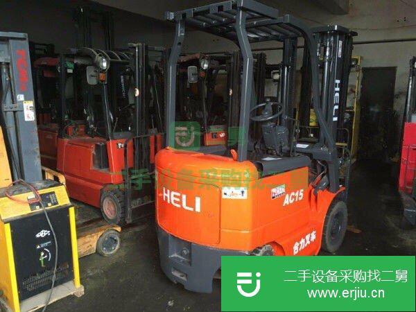 二手1.5噸倉儲前移式電動叉車，狹窄倉儲搬運電瓶叉車