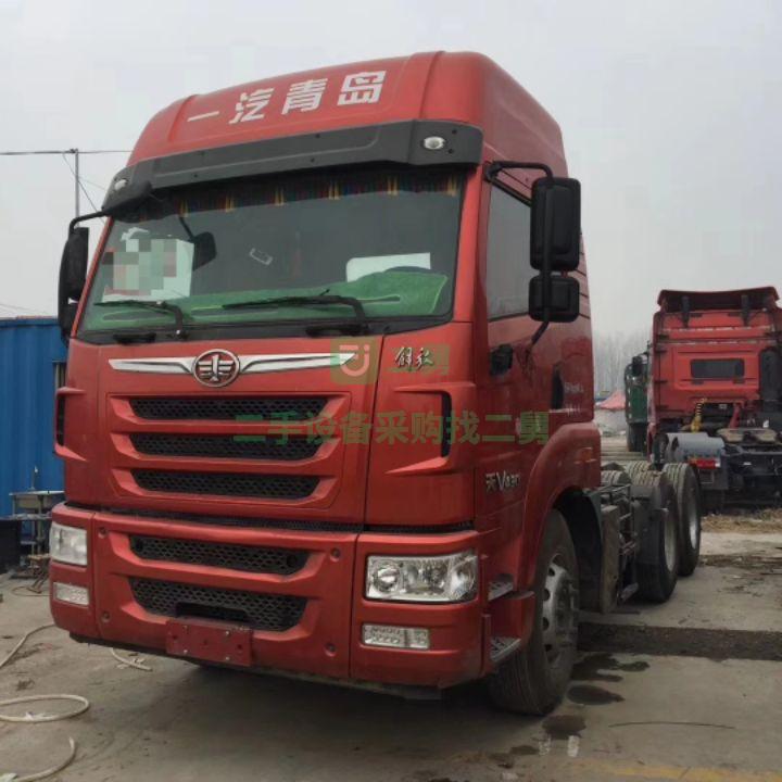 二手國五解放天V半掛牽引車頭雙驅輕體，濰柴，430馬力，