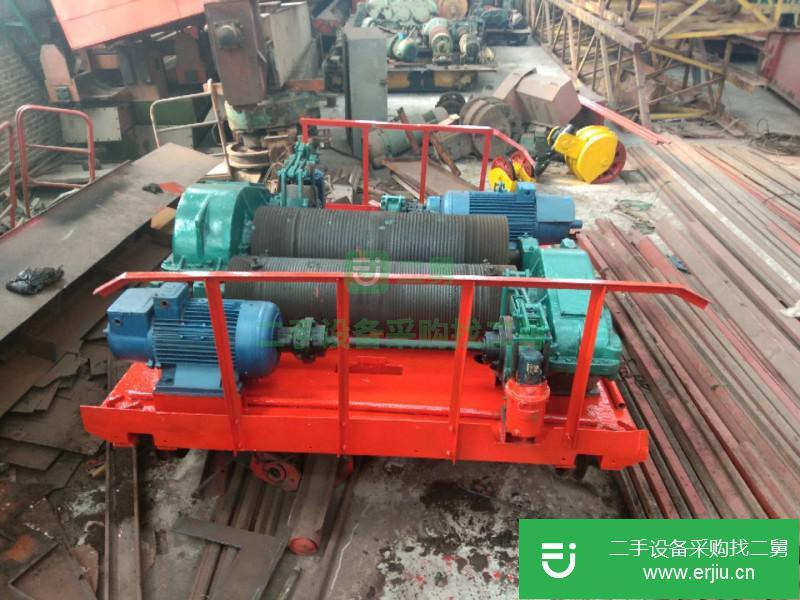 河南地區 出售二手的10噸跨度29米QD雙梁天車帶抓斗，卷揚機