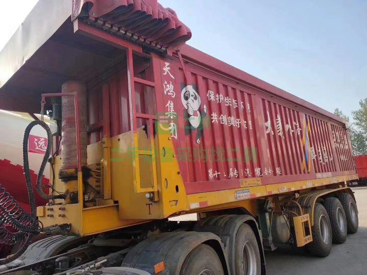 出售半掛車(chē) 19年平板后翻自卸 不銹鋼底板 電動(dòng)篷布 手續(xù)齊全