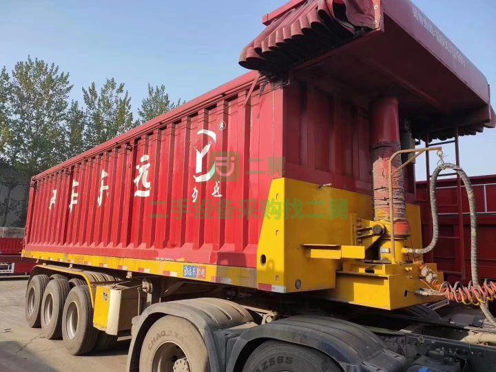 出售半掛車(chē) 19年平板后翻自卸 不銹鋼底板 電動(dòng)篷布 手續(xù)齊全