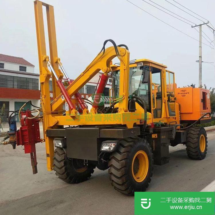 轉讓二手的裝載式護欄打樁機高速公路護欄施工設備打樁機效率