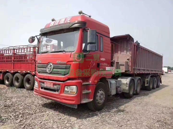 出售18年德龍M3000雙驅輕體430馬力帶8.5米平板后翻自卸牽引車