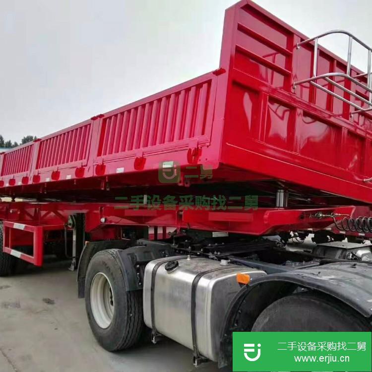 山東出售二手平板側翻自卸半掛車