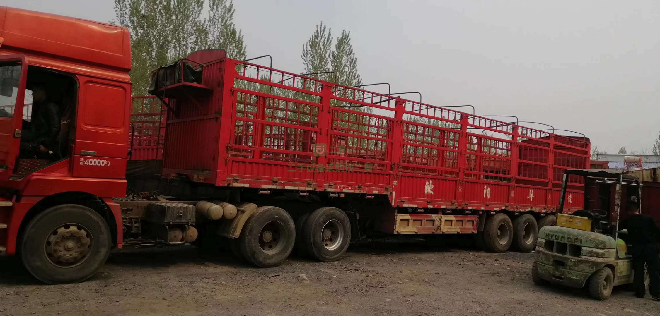 山東出售二手9米后翻半掛車 集裝箱后翻自卸車