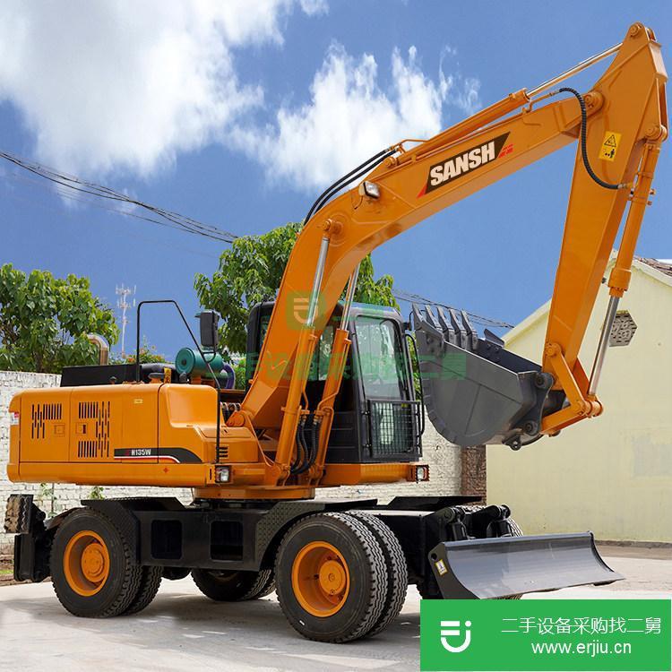 山東出售二手SH135Ｗ輪式挖掘機