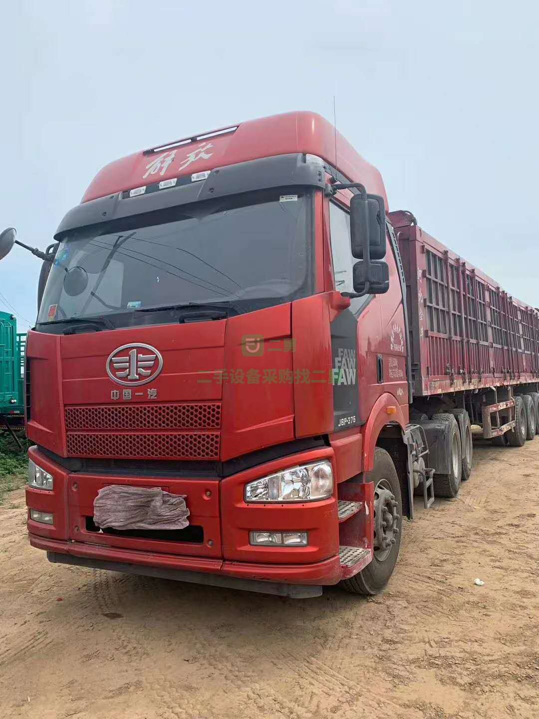 河北出售兩年三個月全保險解放J6p貨車，375雙驅帶11.5半掛車