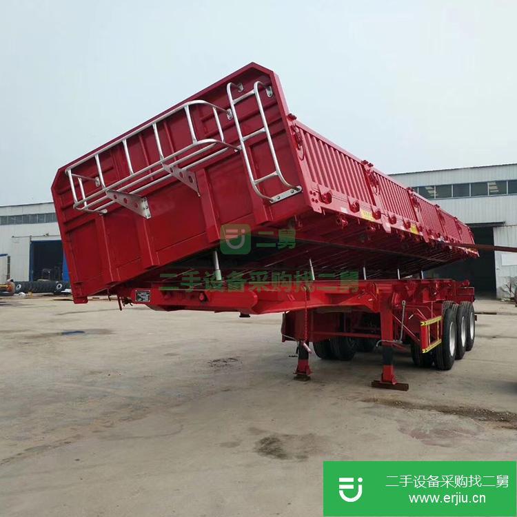 山東出售二手的13米側翻自卸半掛車