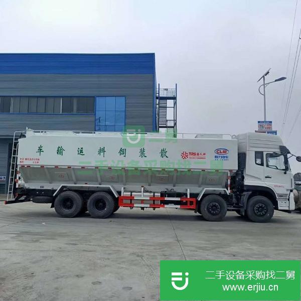 湖北出售二手東風天龍前四后八散裝飼料運輸車