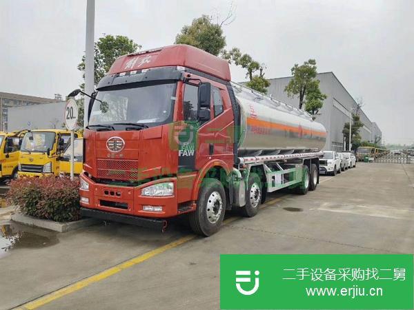 湖北出售二手解放前四后八全鋁合金油罐車