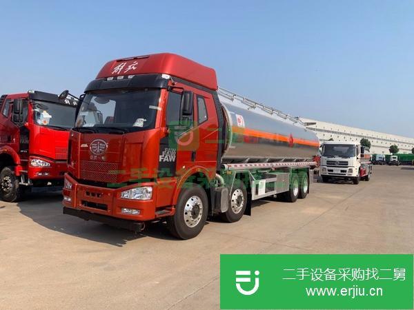 天津出售二手解放J6前四后八鋁合金油罐車