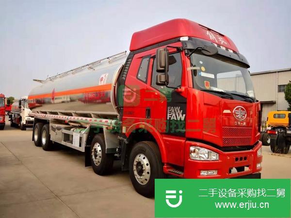 天津出售二手解放J6前四后八鋁合金油罐車