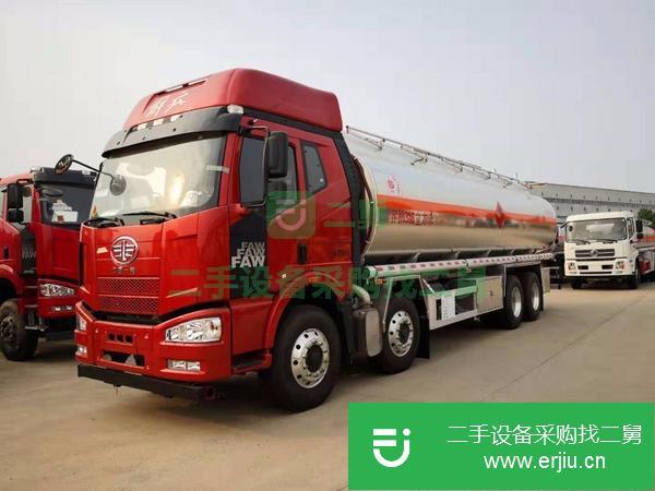 天津出售二手解放J6前四后八鋁合金油罐車