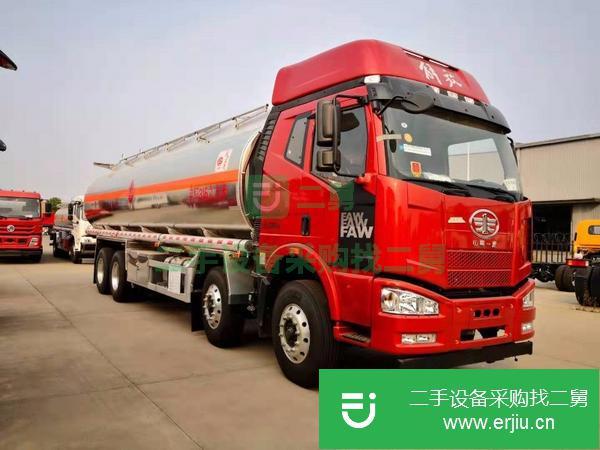 天津出售二手解放J6前四后八鋁合金油罐車