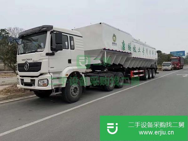 湖北出售二手東風天龍前四后八45方散裝飼料運輸車