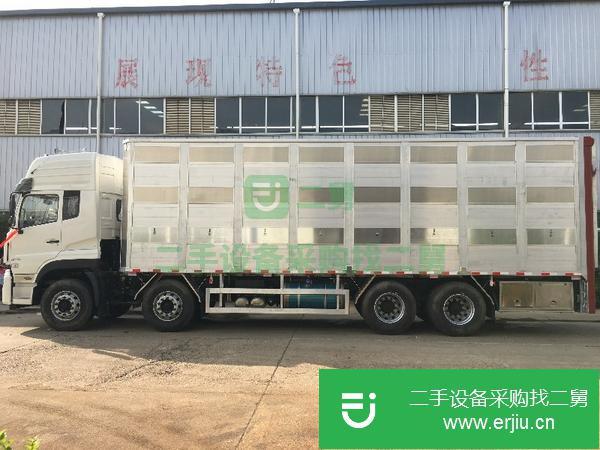 湖南出售二手東風天龍前四后八9.6米全鋁合金禽畜運輸車