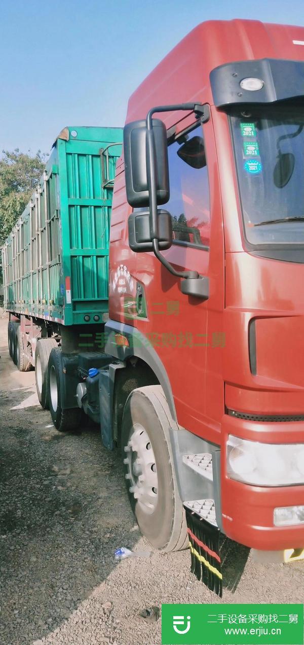 河北出售二手解放全保險牽引車，帶11米掛車