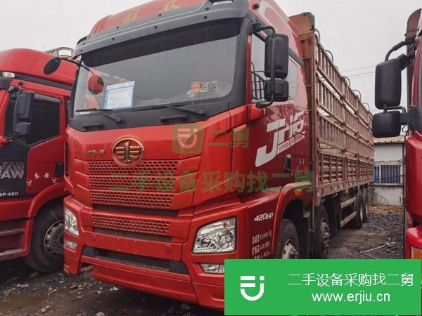 陜西出售二手解放JH6420馬力9.6米好高欄貨車