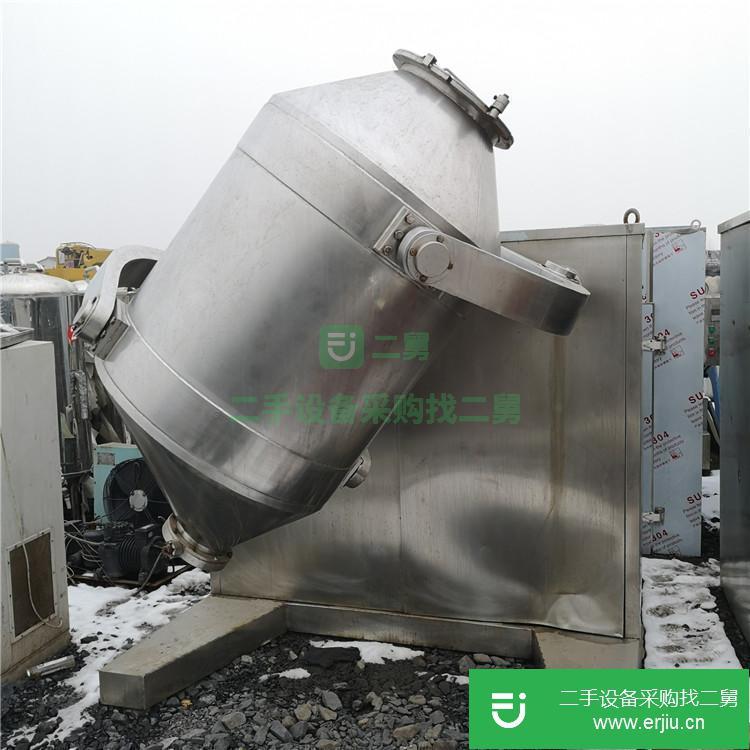 山東出售二手500升不銹鋼V型干粉混合機