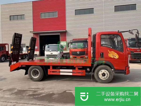 湖南出售二手重汽豪曼藍牌130馬力平板運輸車