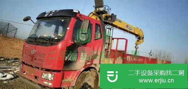 湖北出售二手解放國五12噸隨車吊車廂8.6米大柴240馬力