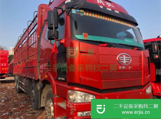 江西出售二手解放J6P前四后八9.6米高欄載貨車