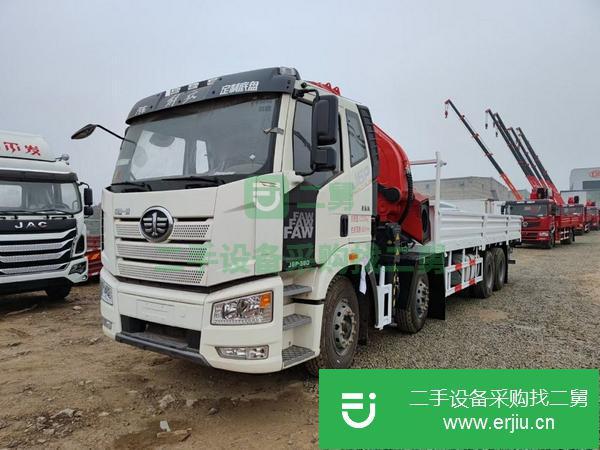 湖北出售二手解放J6前四后八16噸折臂隨車吊