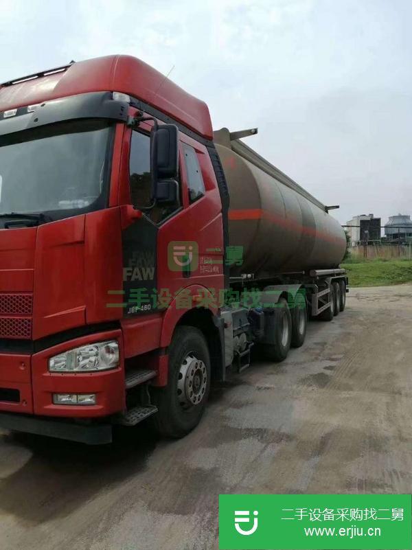 湖北出售二手解放半掛43方危險品油罐車可提檔