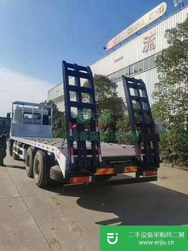 湖北出售二手陜汽前四后八濰柴375馬力平板運輸車