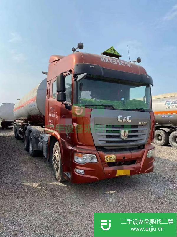 湖北出售二手聯合420馬力國四半掛危險品油罐車