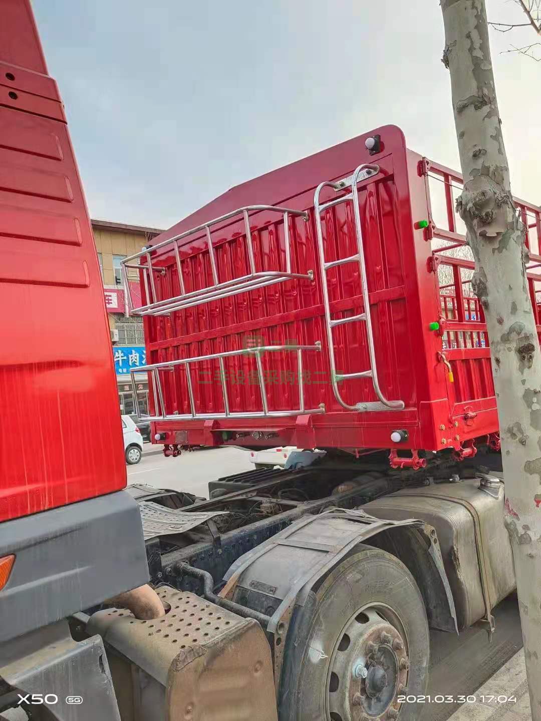 低價出售一臺輕量化純新車，高低花籃掛半掛車