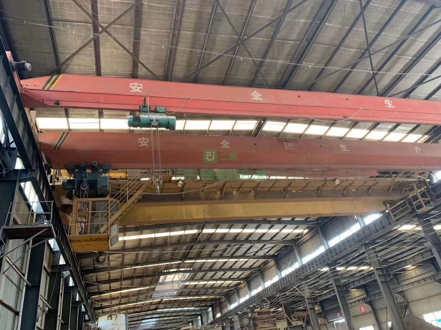 出售二手5噸單梁行車，跨度23.1米，機器運轉穩定