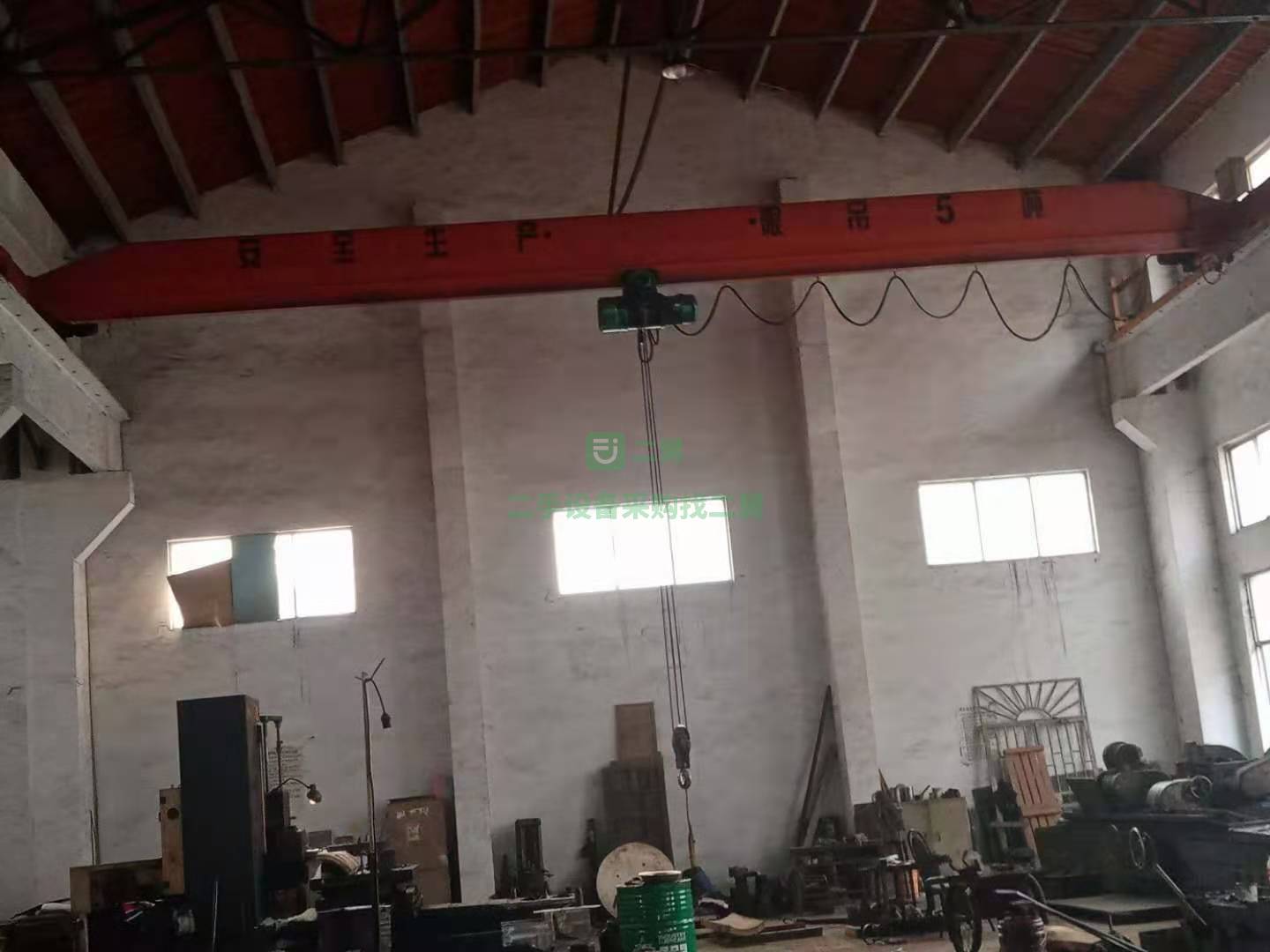 出售5噸跨度13.5米的單梁行車，下月中拆卸，江陰凱澄葫蘆，無錫大梁，零磨損
