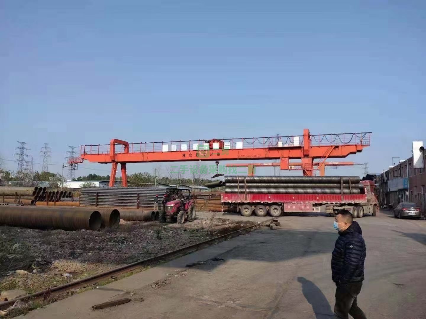 出售9成新20噸雙梁龍門行車，跨度40米，外懸各9米，升高9米，大功率，質量可靠