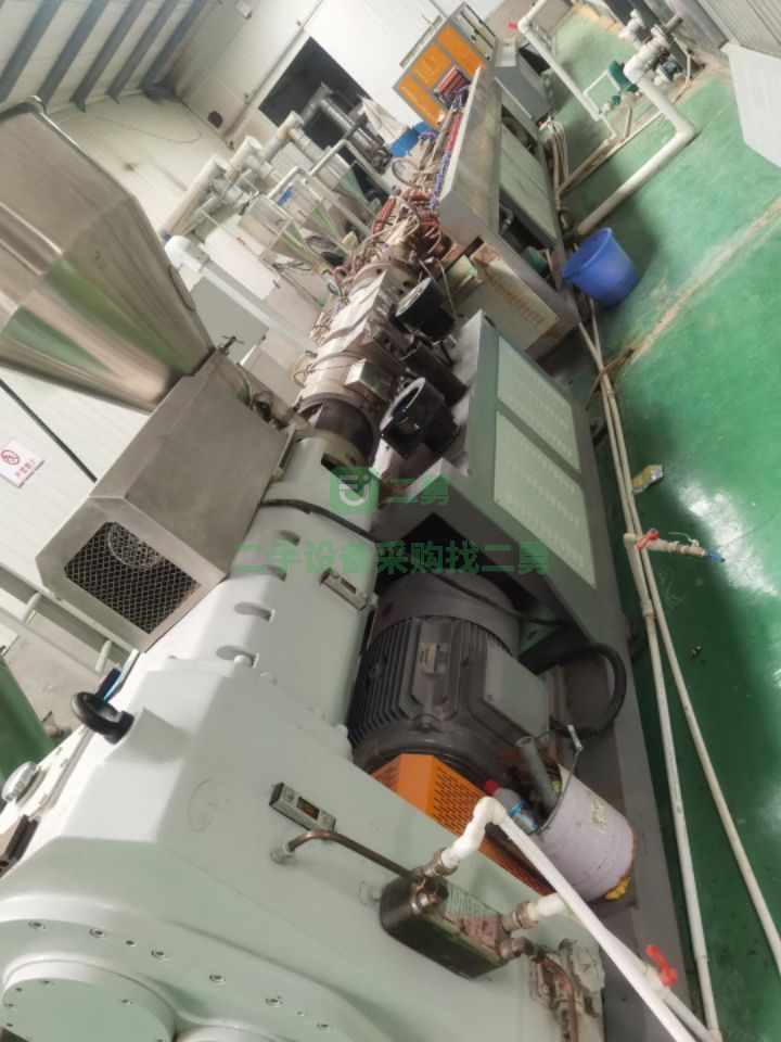 河北出售青島合固65型錐形雙螺桿木塑材料擠出機設備