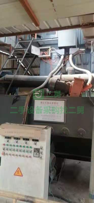 出售二手九成新的通過式拋丸機，開口尺寸16x0.55